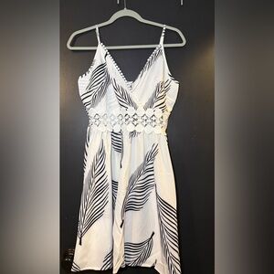 Black and White Leaf Print Dress